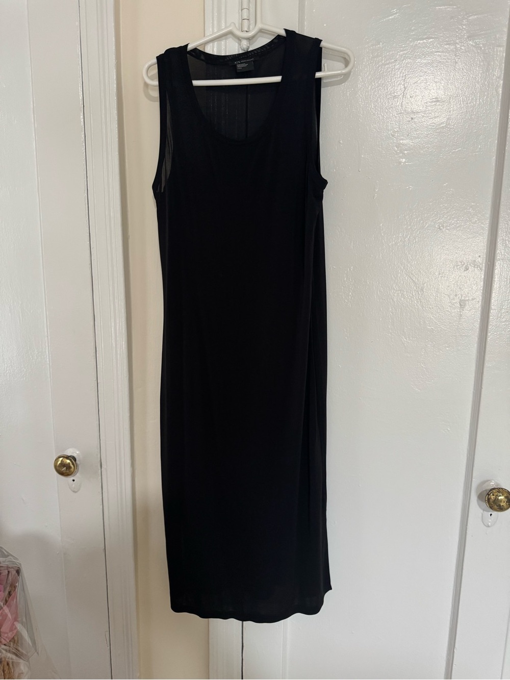 Armani Exchange Black Sleeveless Midi Slip Dress